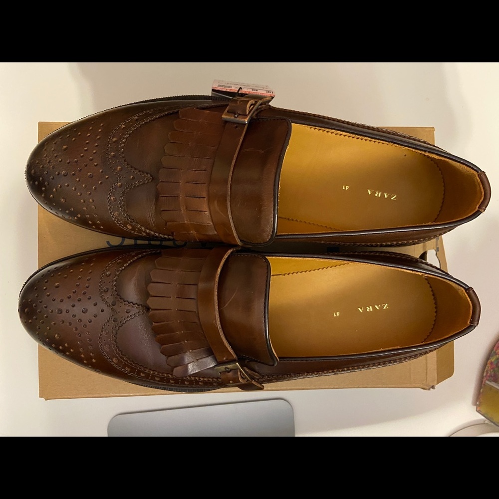 New Zara Men Oxford Leather Dress Shoes